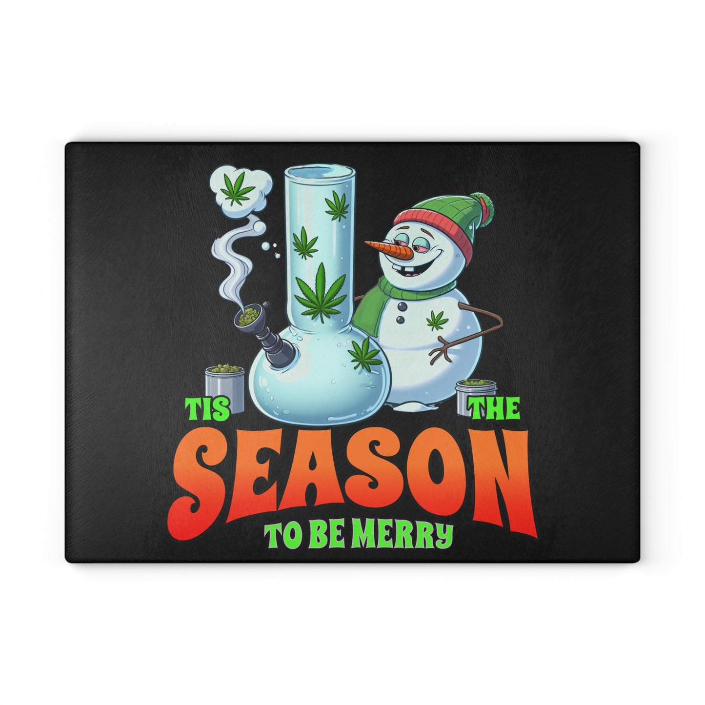 Festive Glass Cutting Board - 'Tis the Season to Be Merry, Holiday Kitchen Decor, Unique Gift for Chefs, Stoner Decor, Christmas Party [...]