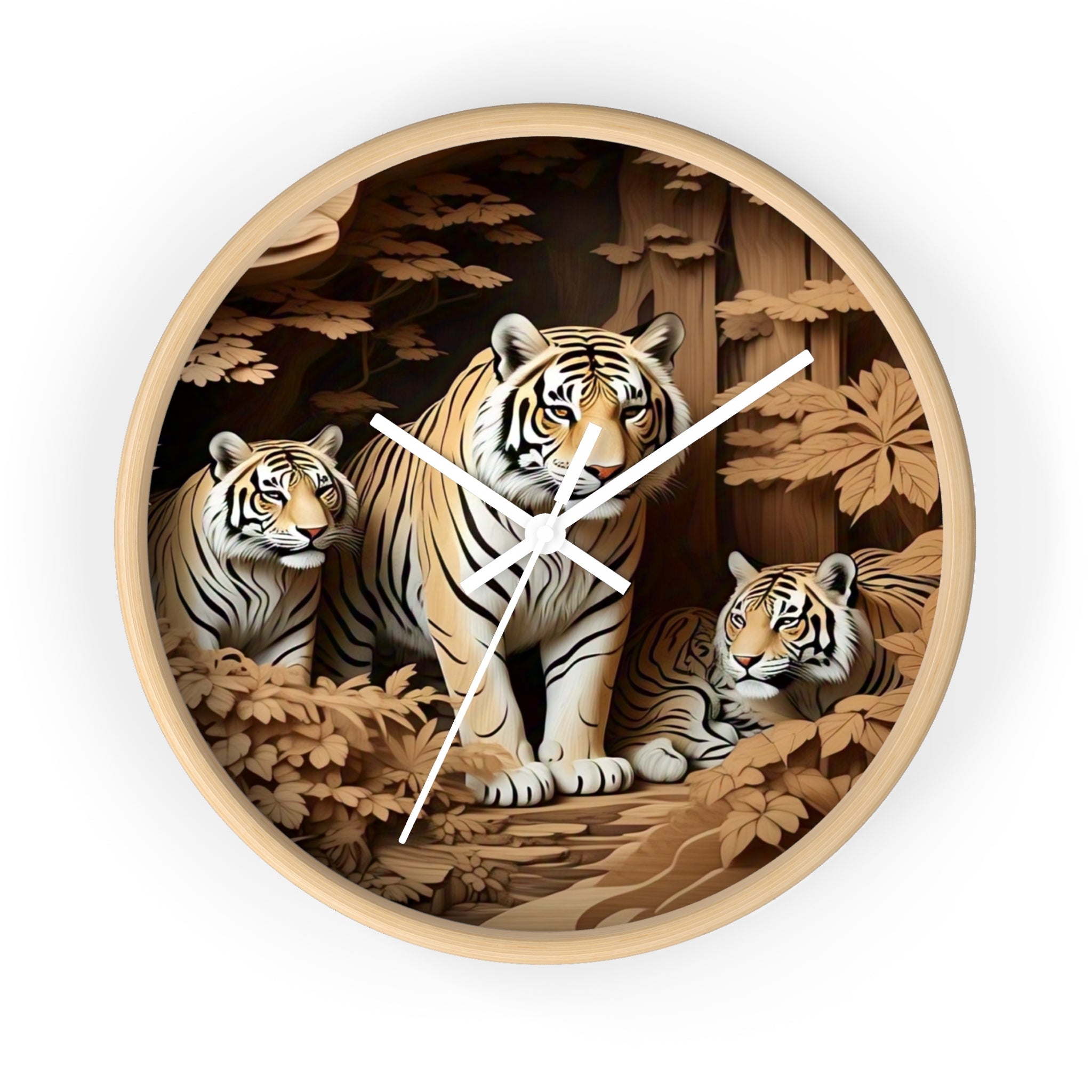 Wild Tiger Family Wall Clock, Jungle Decor, Animal Lover Gift, Unique Home Decor, Nature Wall Art, Vintage Style Clock