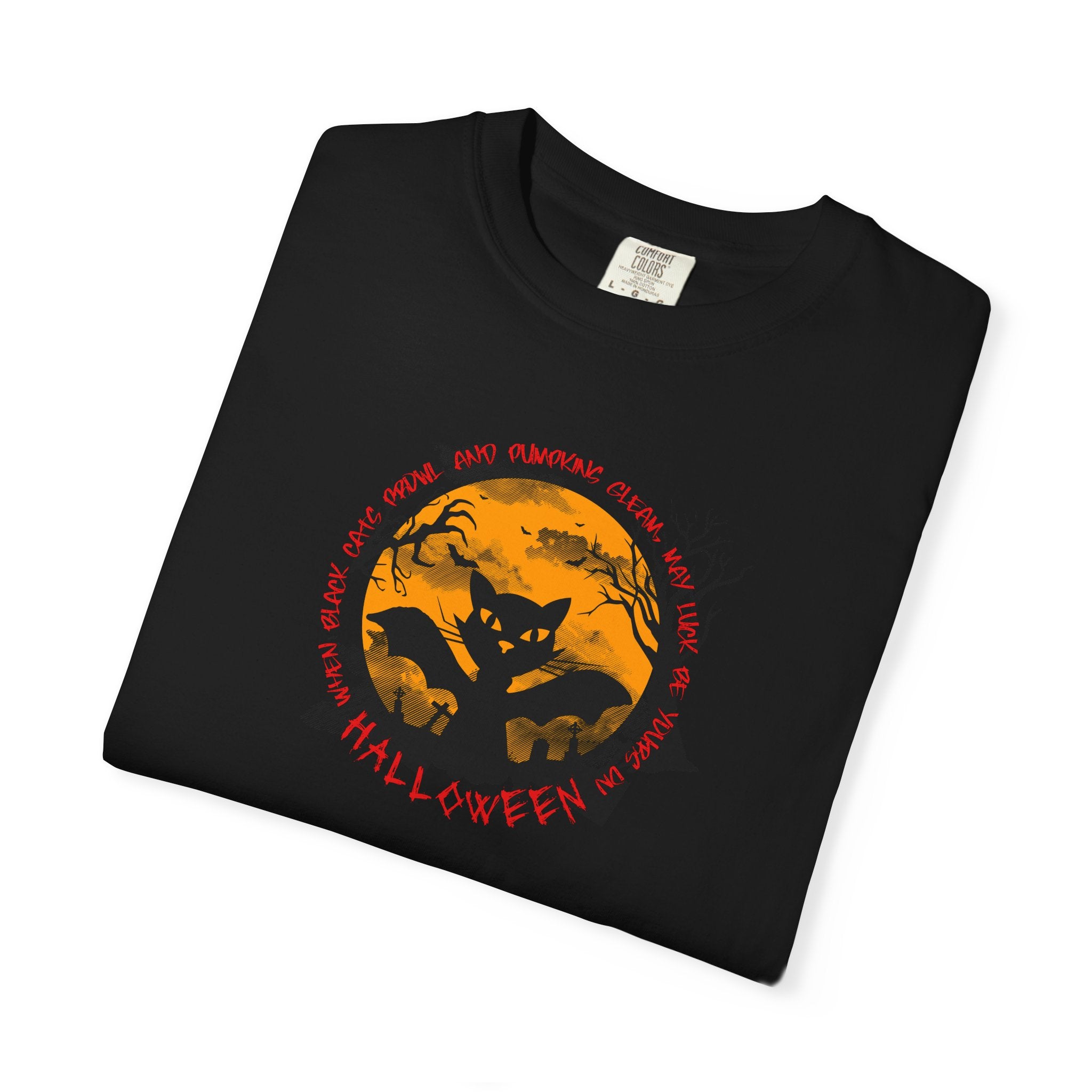 Halloween Cat Unisex T-Shirt, Double Sided, Spooky Tee, Ghostly Gift, Fall Fashion, Holiday Party Wear
