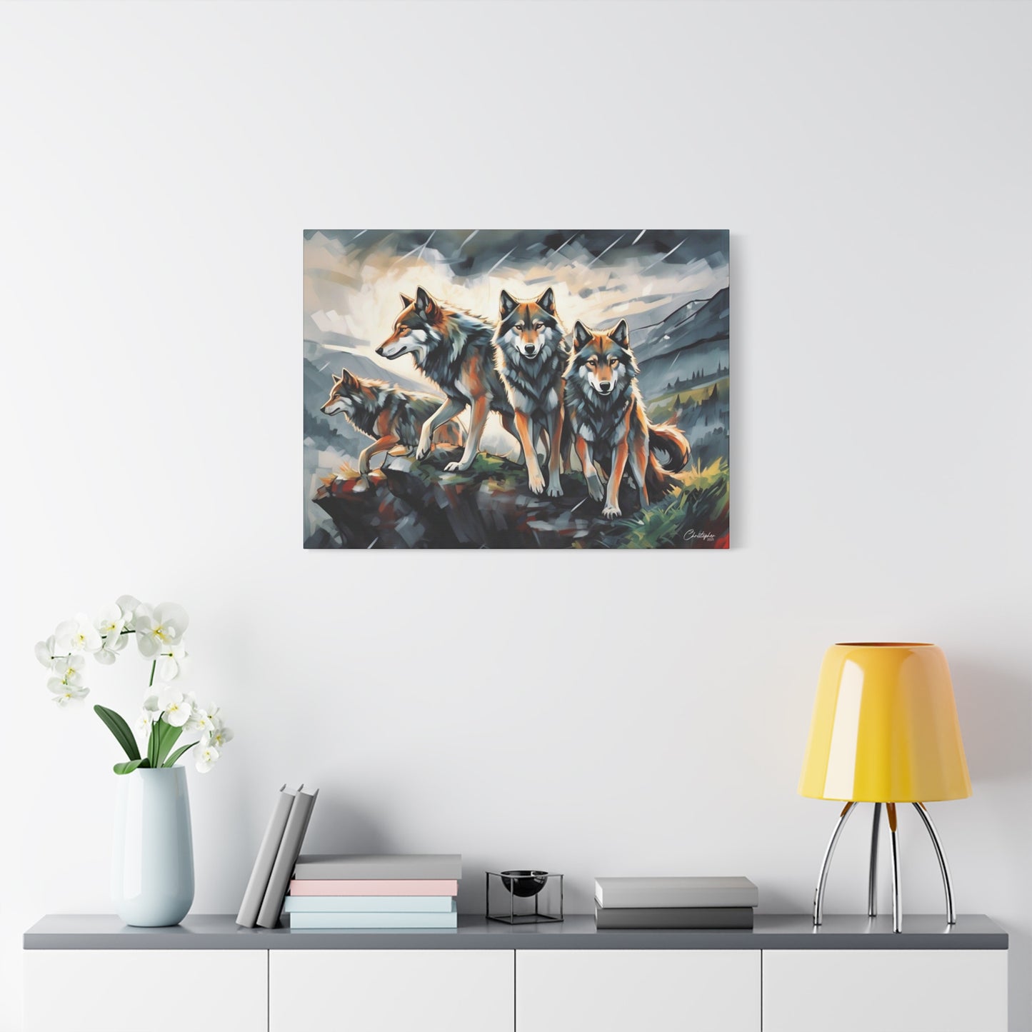 Wolf Family Matte Canvas Art, Home Decor, Animal Lovers Gift, Nature Wall Art, Wildlife Art Print, Outdoor Enthusiasts Decor