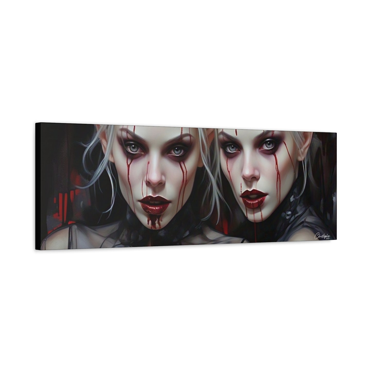 Gothic Canvas Art Print, Dark Fantasy Wall Decor, Horror Art, Halloween Home Decor, Vampire Artwork, Unique Gift for Spooky Season