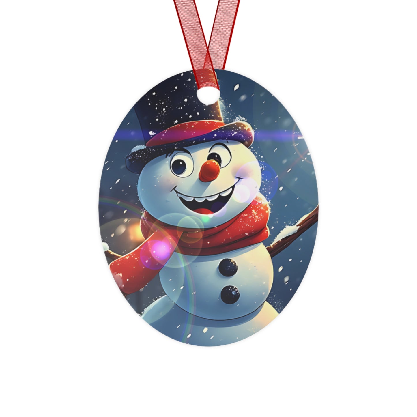 Cheerful Snowman Bell Metal Ornament — Holiday Christmas Tree Decoration