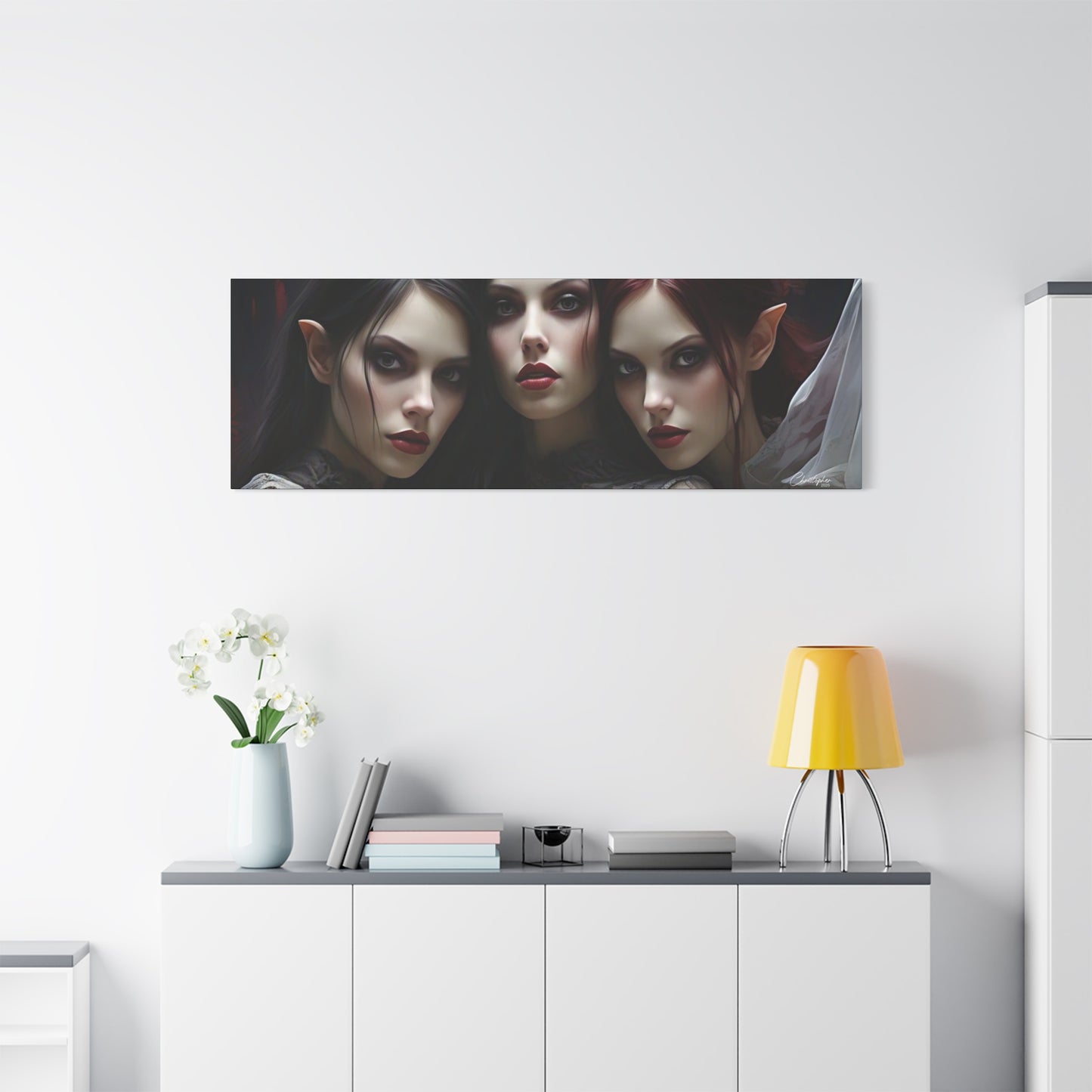 Gothic Wall Art Canvas, Fantasy Home Decor, Unique Gift for Halloween, Witchy Vibe Art, Dark Aesthetic Room Decor