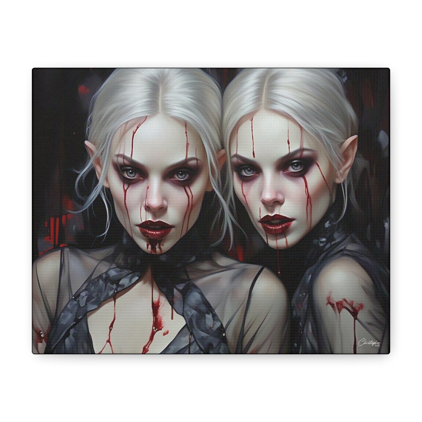 Gothic Canvas Art Print, Dark Fantasy Wall Decor, Horror Art, Halloween Home Decor, Vampire Artwork, Unique Gift for Spooky Season
