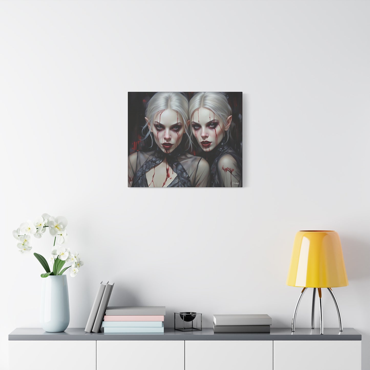 Gothic Canvas Art Print, Dark Fantasy Wall Decor, Horror Art, Halloween Home Decor, Vampire Artwork, Unique Gift for Spooky Season