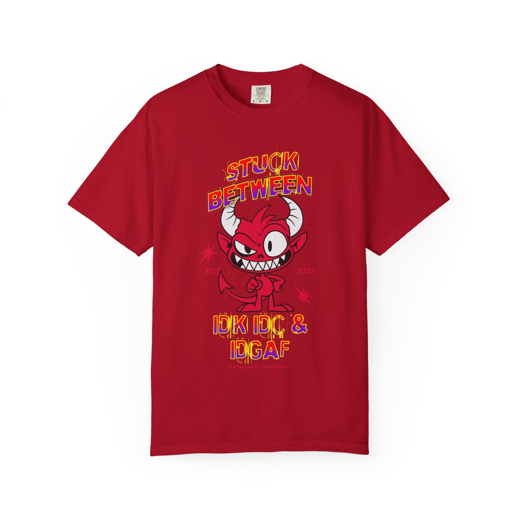 Vivid Graphic Tee with Playful Devil Design, Unisex Casual T-shirt, Perfect for Halloween & Fun Events, Gift for Friends, Trendy Streetwear
