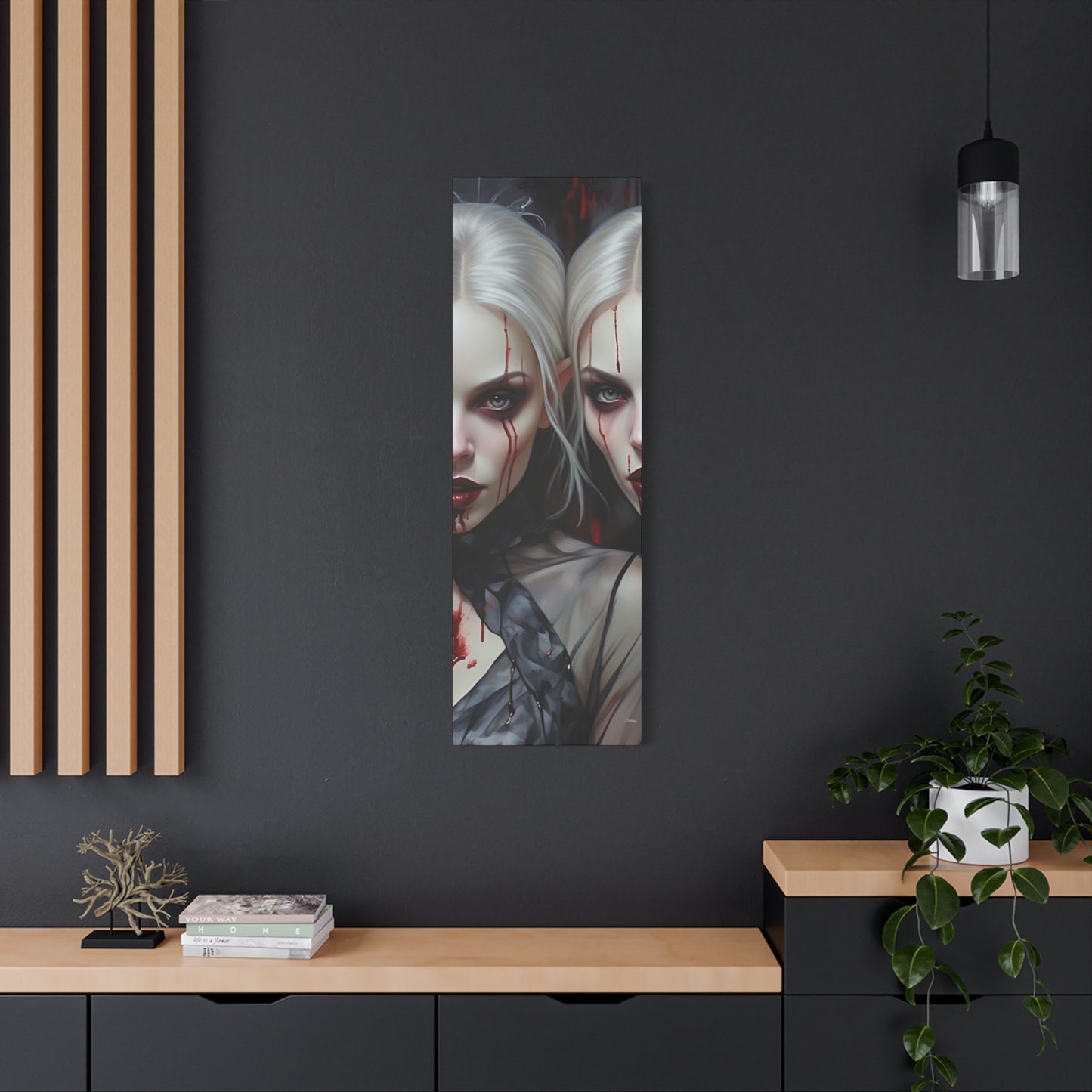 Gothic Canvas Art Print, Dark Fantasy Wall Decor, Horror Art, Halloween Home Decor, Vampire Artwork, Unique Gift for Spooky Season