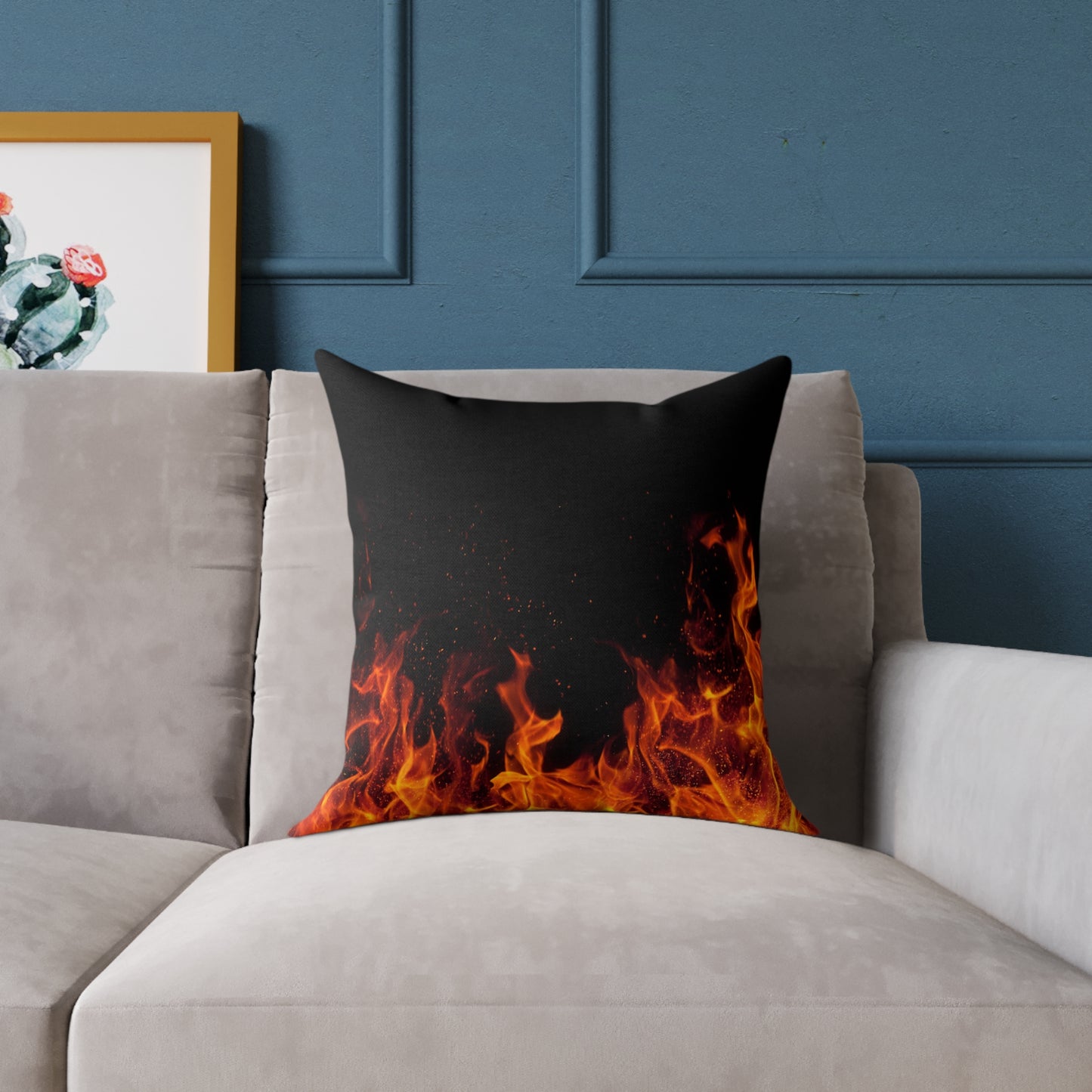 Fiery Flames Square Pillow, Decorative Throw Pillow, Cozy Living Room Accent, Unique Gift, Home Decor for Fire Lovers