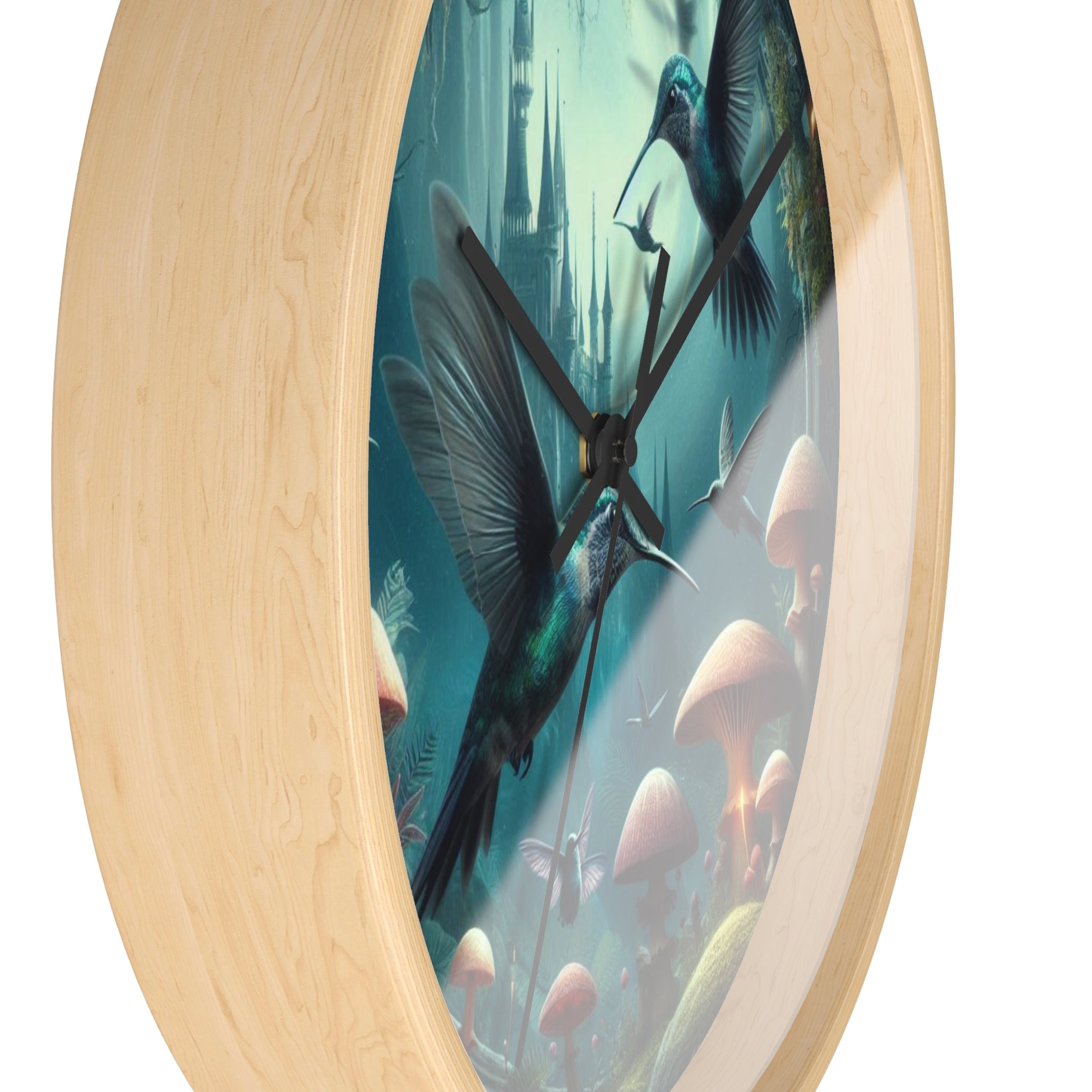 Whimsical Hummingbird Wall Clock - Enchanted Forest Decor, Home Office, Gift for Nature Lovers, Vintage Art, Unique Timepiece