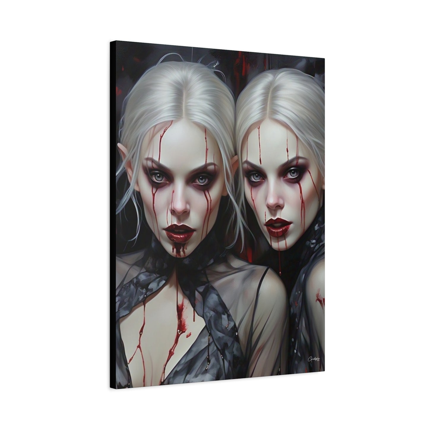 Gothic Canvas Art Print, Dark Fantasy Wall Decor, Horror Art, Halloween Home Decor, Vampire Artwork, Unique Gift for Spooky Season