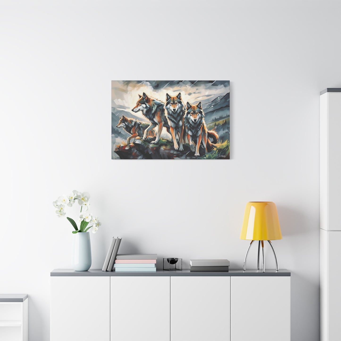 Wolf Family Matte Canvas Art, Home Decor, Animal Lovers Gift, Nature Wall Art, Wildlife Art Print, Outdoor Enthusiasts Decor