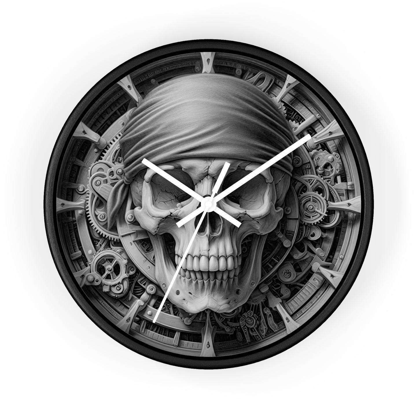 Gothic Skull Wall Clock, Steampunk Home Decor, Unique Gift for Him, Halloween Decoration, Pirate Theme Wall Art