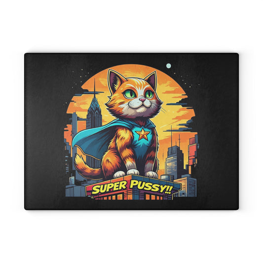 Heroic Cat Glass Cutting Board - Fun Kitchen Decor for Cat Lovers, Unique Gift for Pet Owners, Superhero Themed Kitchenware, Cat Lover [...]