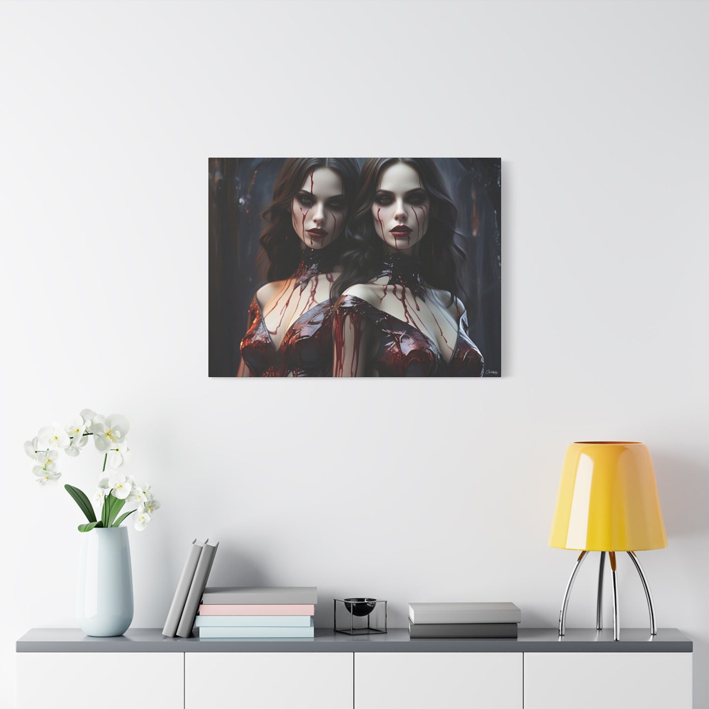 Gothic Vampire Canvas Art, Wall Decor, Horror Artwork, Halloween Home Decor, Spooky Room Accent, Unique Gift Idea