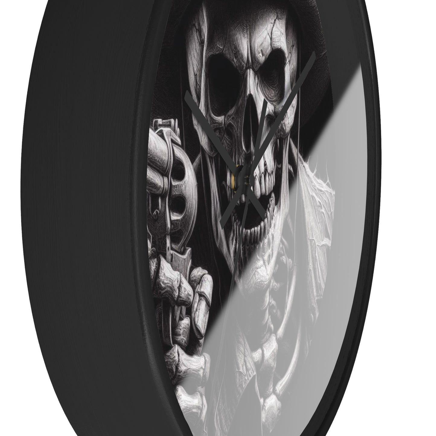 Gothic Skeleton Gunman Wall Clock - Perfect for Halloween, Spooky Decor, Unique Gift, Home Office, Retro Vibe