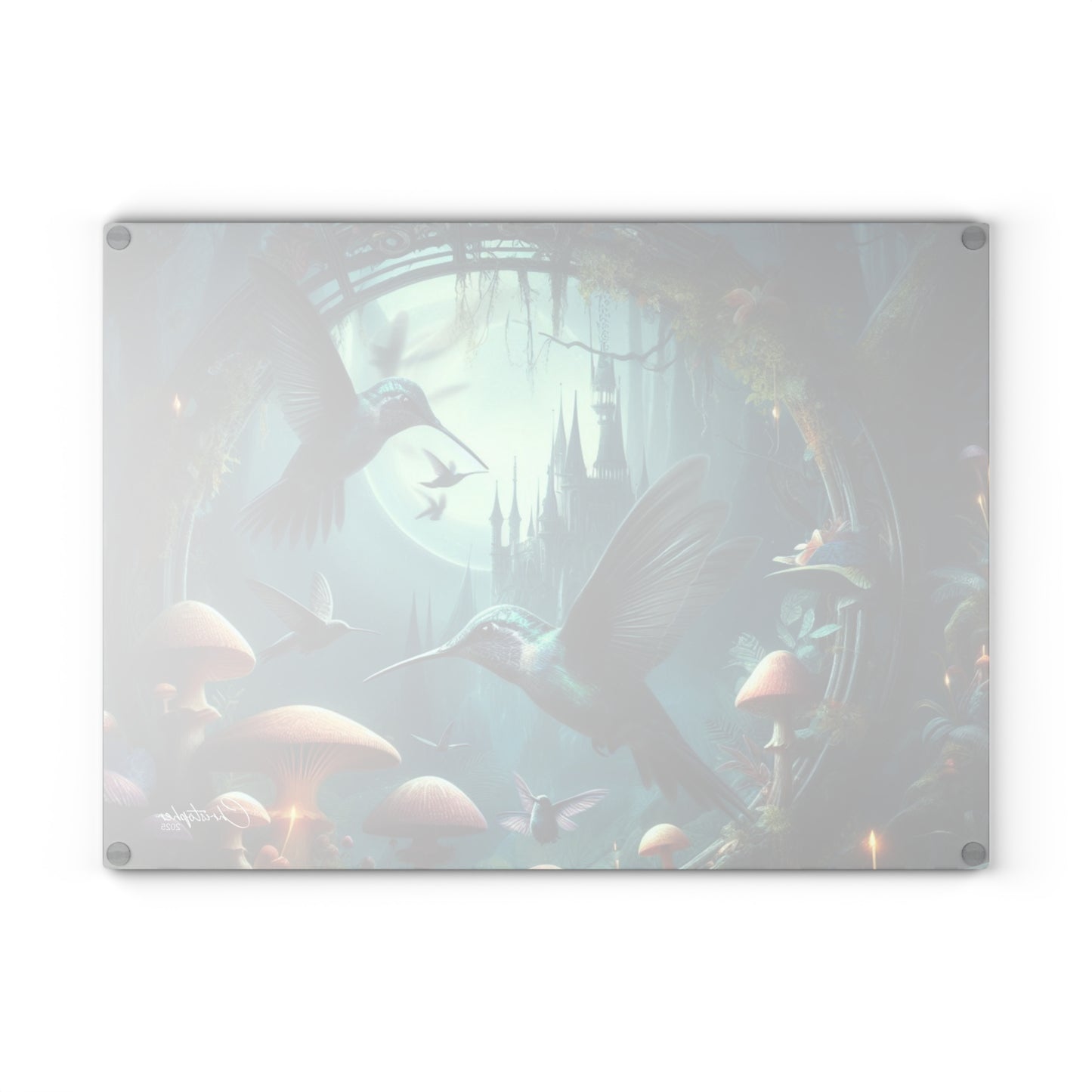 Enchanting Hummingbird Glass Cutting Board - Magical Kitchen Decor