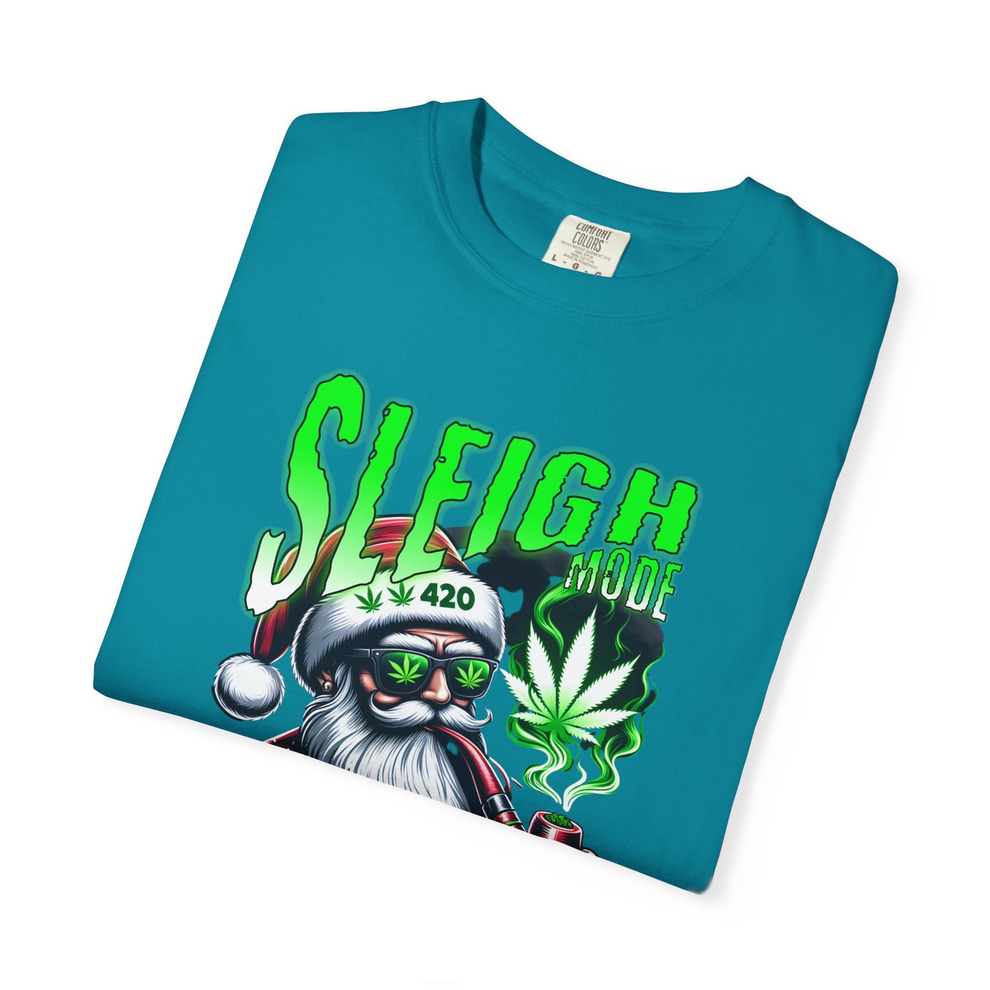 Sleigh Joe Graphic Tee, Unisex Holiday T-Shirt, Funny Christmas Shirt, Cannabis Santa Gift, Unique Tee for Parties