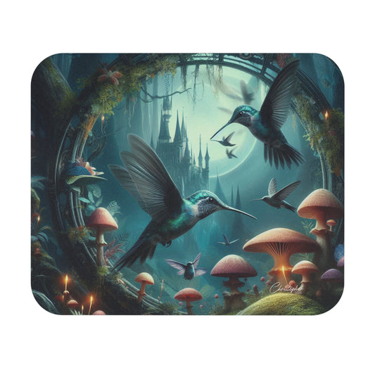 Fantasy Hummingbird Mouse Pad - Enchanted Forest Design
