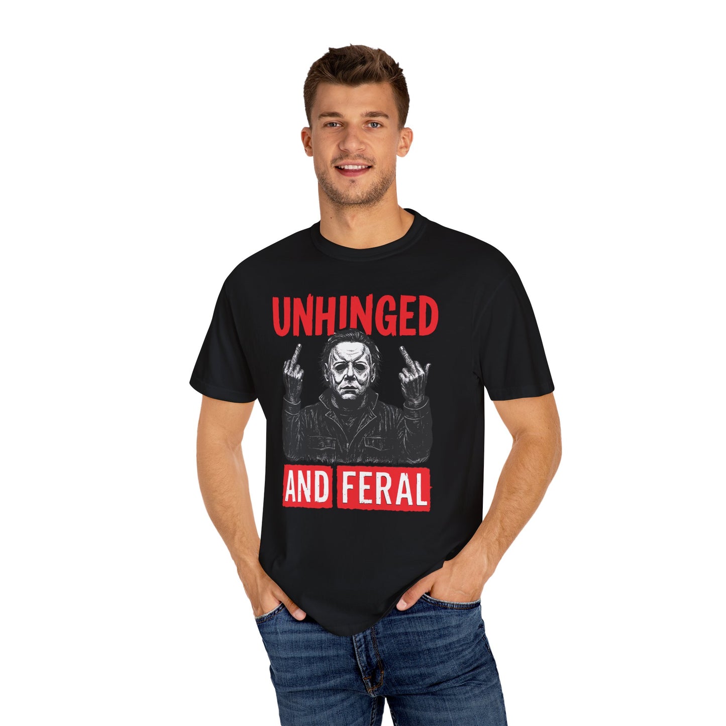 Unhinged and Feral Graphic Tee, Unisex Halloween Shirt, Horror Movie Lover Gift, Statement T-shirt, Casual Outfit Essential