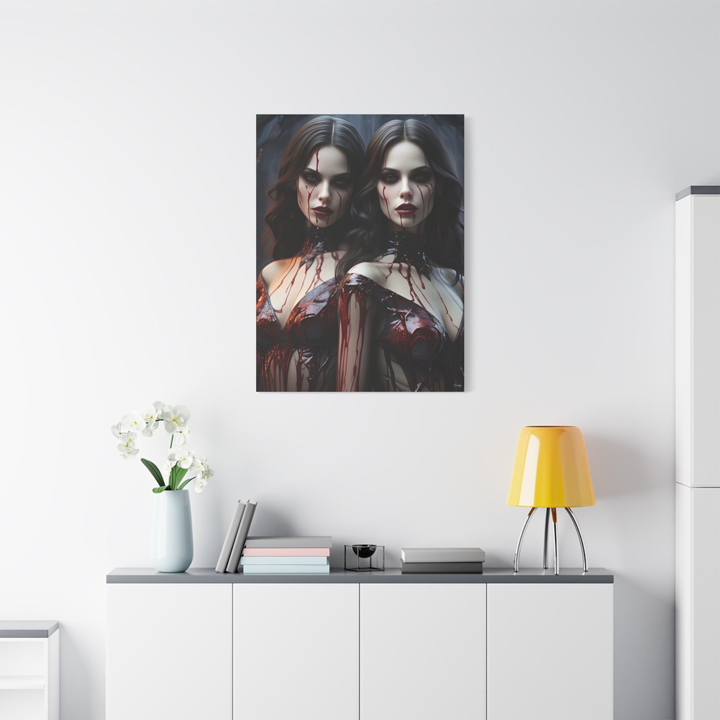 Gothic Vampire Canvas Art, Wall Decor, Horror Artwork, Halloween Home Decor, Spooky Room Accent, Unique Gift Idea