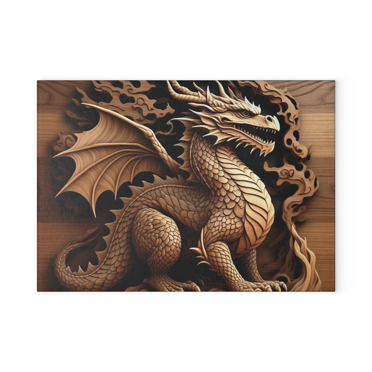 Dragon Design Glass Cutting Board | Unique Kitchen Decor, Gift for Chef, Fantasy Cooking Gift, Fantasy Home Decor, Kitchen Gadget