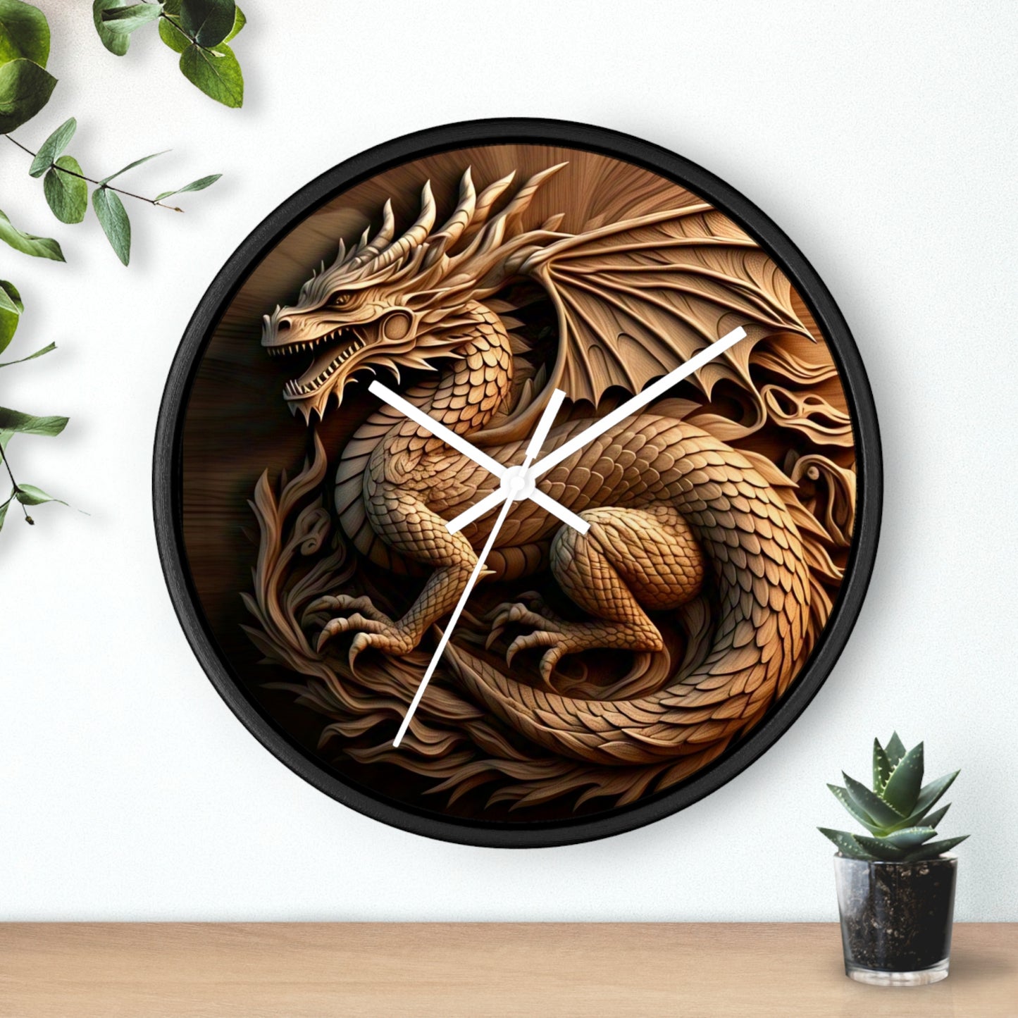 Dragon Carved Wall Clock, Mythical Decor for Fantasy Lovers, Unique Gift for Home, Office, and Collectors, Perfect for Halloween