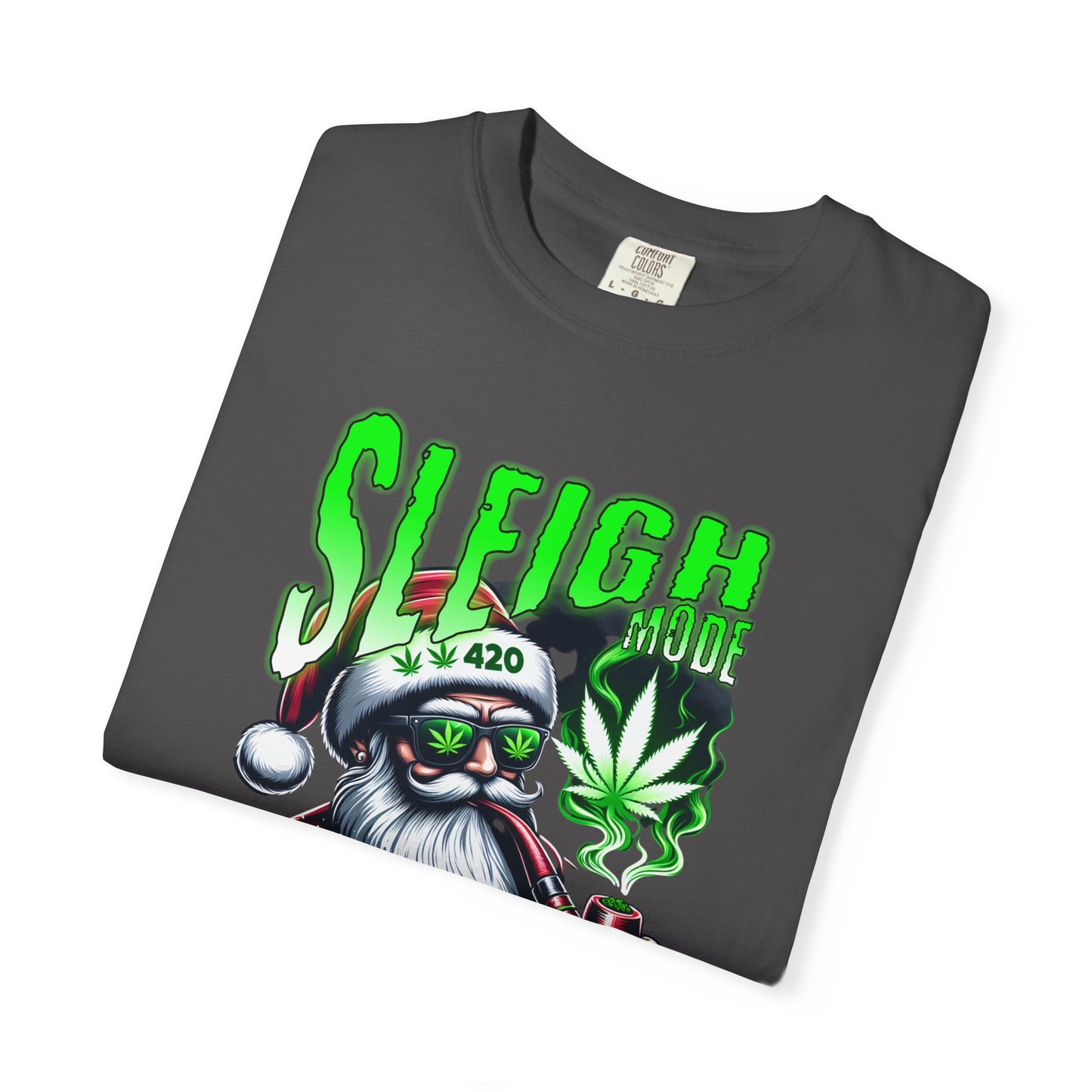 Sleigh Joe Graphic Tee, Unisex Holiday T-Shirt, Funny Christmas Shirt, Cannabis Santa Gift, Unique Tee for Parties