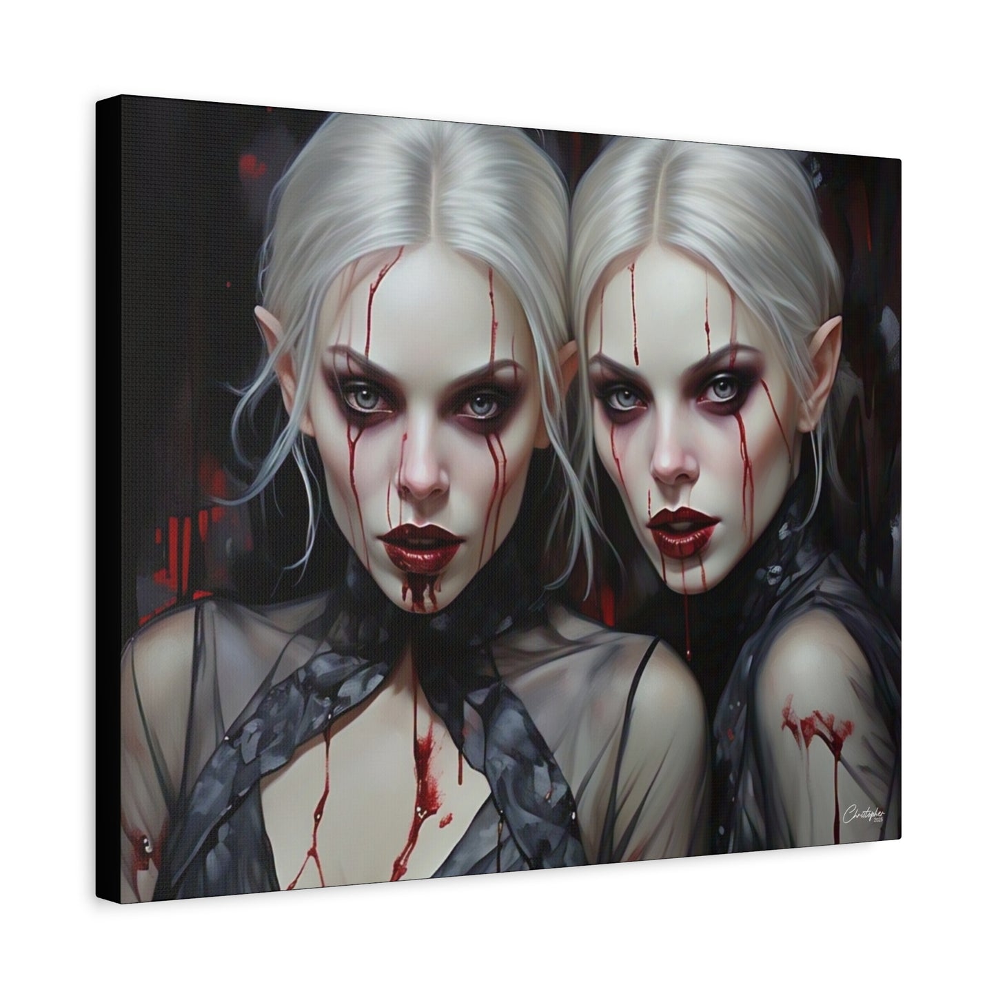 Gothic Canvas Art Print, Dark Fantasy Wall Decor, Horror Art, Halloween Home Decor, Vampire Artwork, Unique Gift for Spooky Season