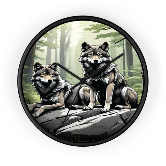 Wolf Pack Wall Clock, Nature Decor, Rustic Home Accent, Wildlife Gift, Forest Themed Clock, Animal Lover Decor