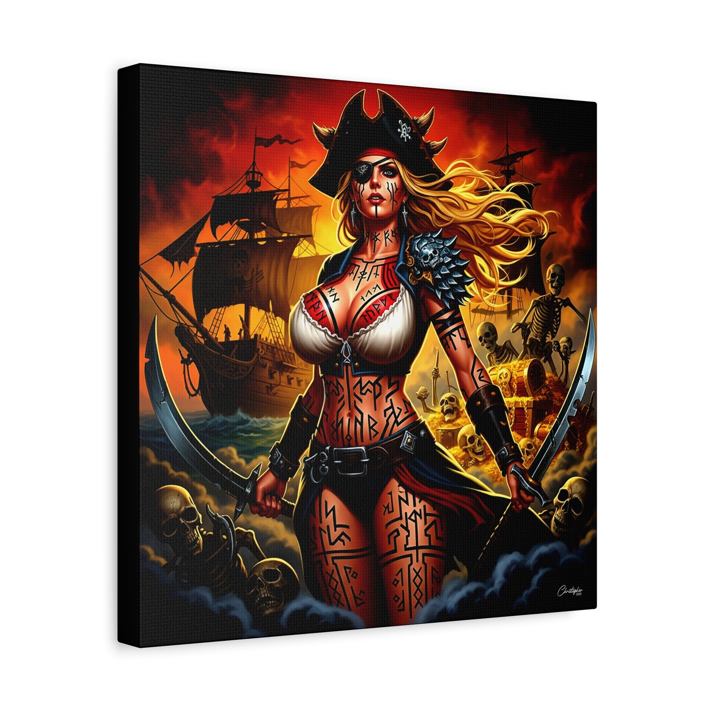 Bold Pirate Canvas Print, Nautical Wall Art, Gothic Home Decor, Pirate Lover Gift, Spooky Halloween Decoration, Adventure Wall Hanging