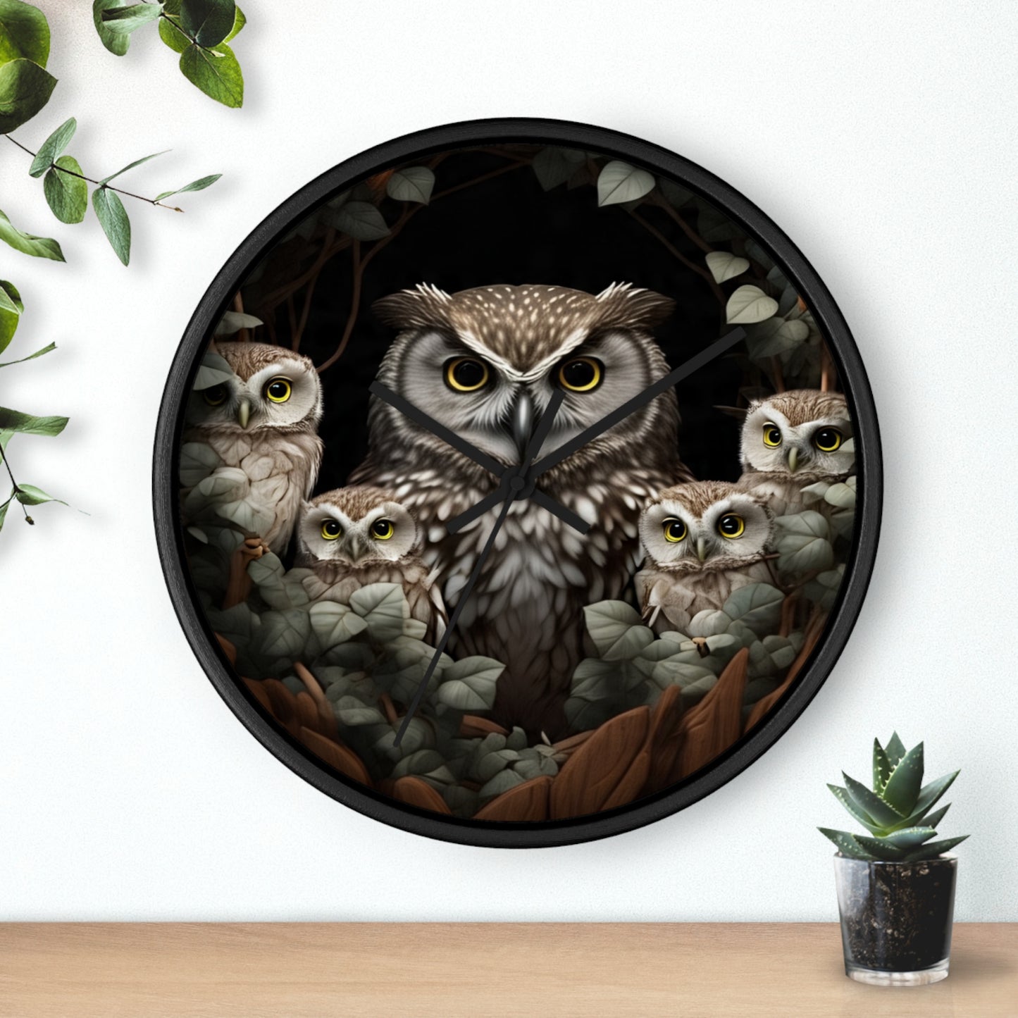 Charming Owl Family Wall Clock, Cute Owl Decor, Nature Lover Gift, Woodland Home Decor, Perfect for Kids Rooms or Bird Enthusiasts