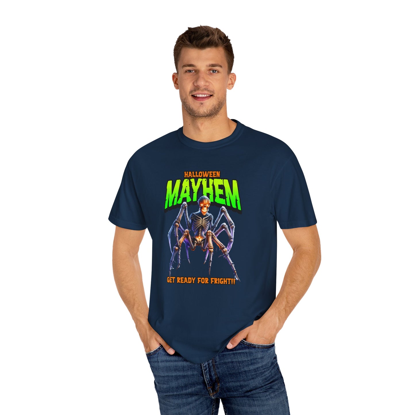 Halloween Mayhem Unisex T-Shirt, Spooky Tee for Men & Women, Perfect for Halloween Parties, Trick or Treat, Eerie Vibes, Unique Costume