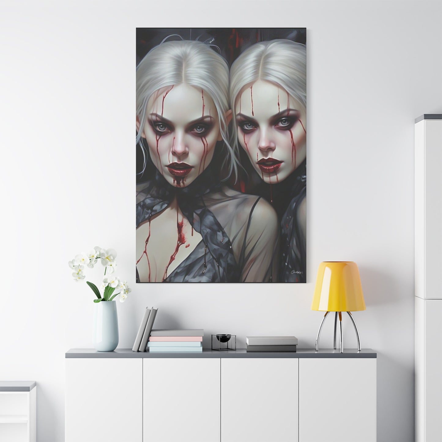 Gothic Canvas Art Print, Dark Fantasy Wall Decor, Horror Art, Halloween Home Decor, Vampire Artwork, Unique Gift for Spooky Season