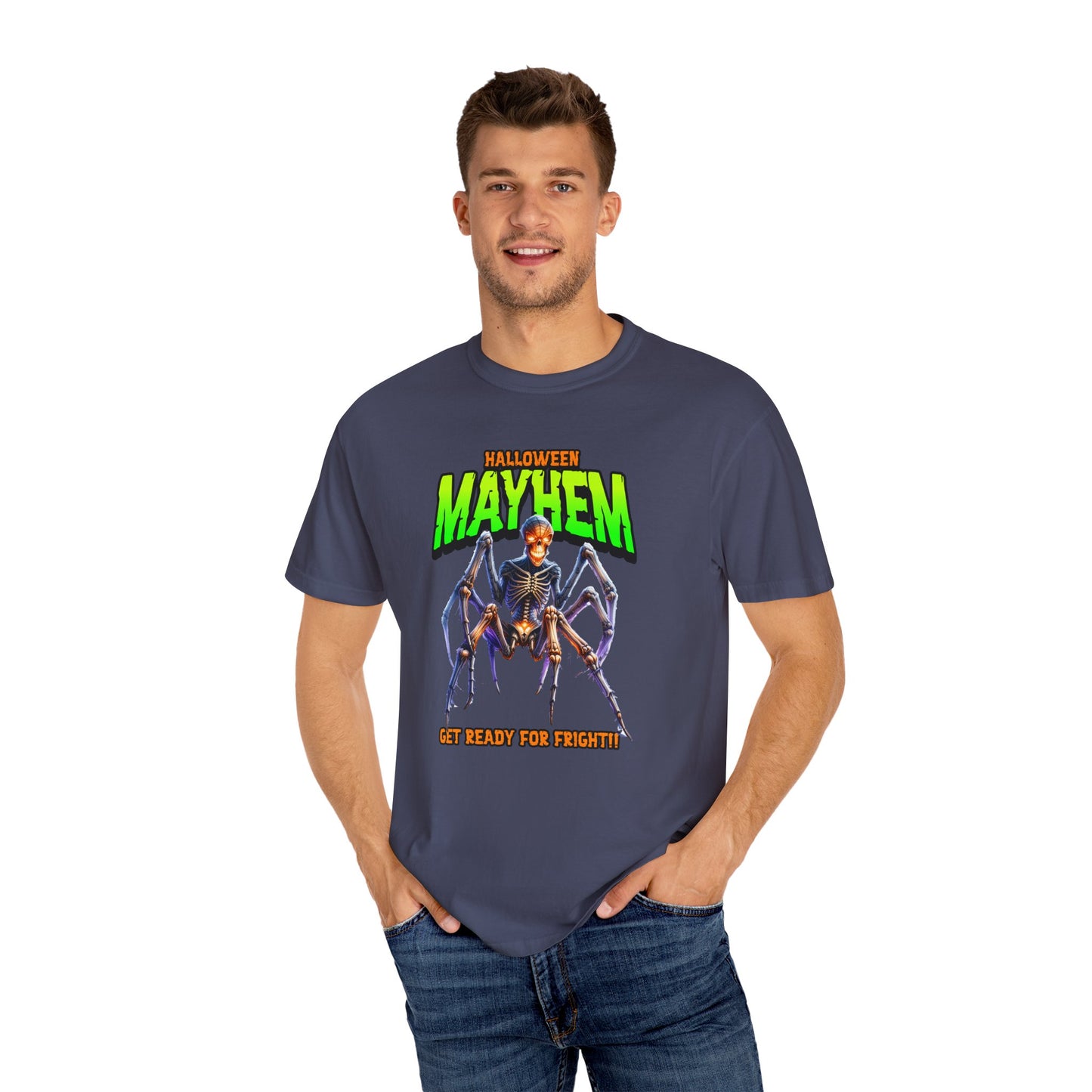 Halloween Mayhem Unisex T-Shirt, Spooky Tee for Men & Women, Perfect for Halloween Parties, Trick or Treat, Eerie Vibes, Unique Costume