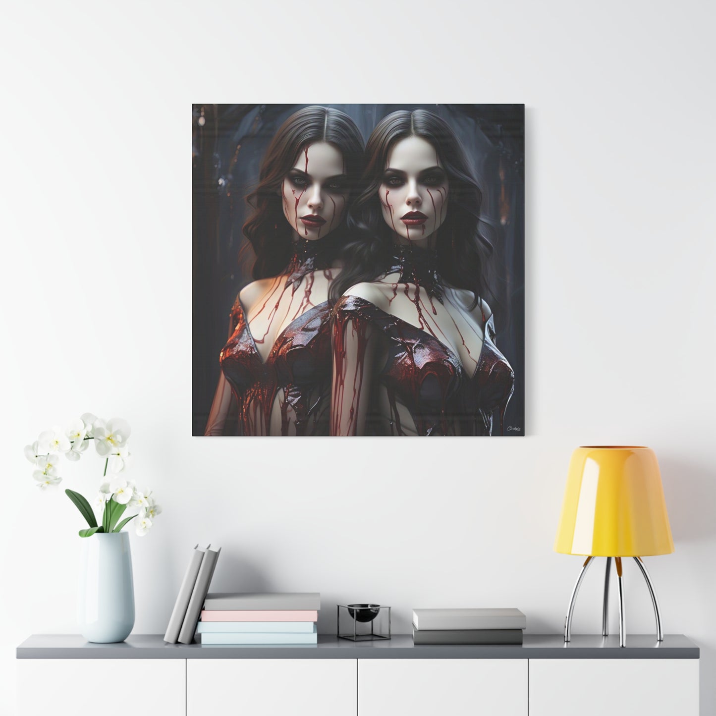Gothic Vampire Canvas Art, Wall Decor, Horror Artwork, Halloween Home Decor, Spooky Room Accent, Unique Gift Idea