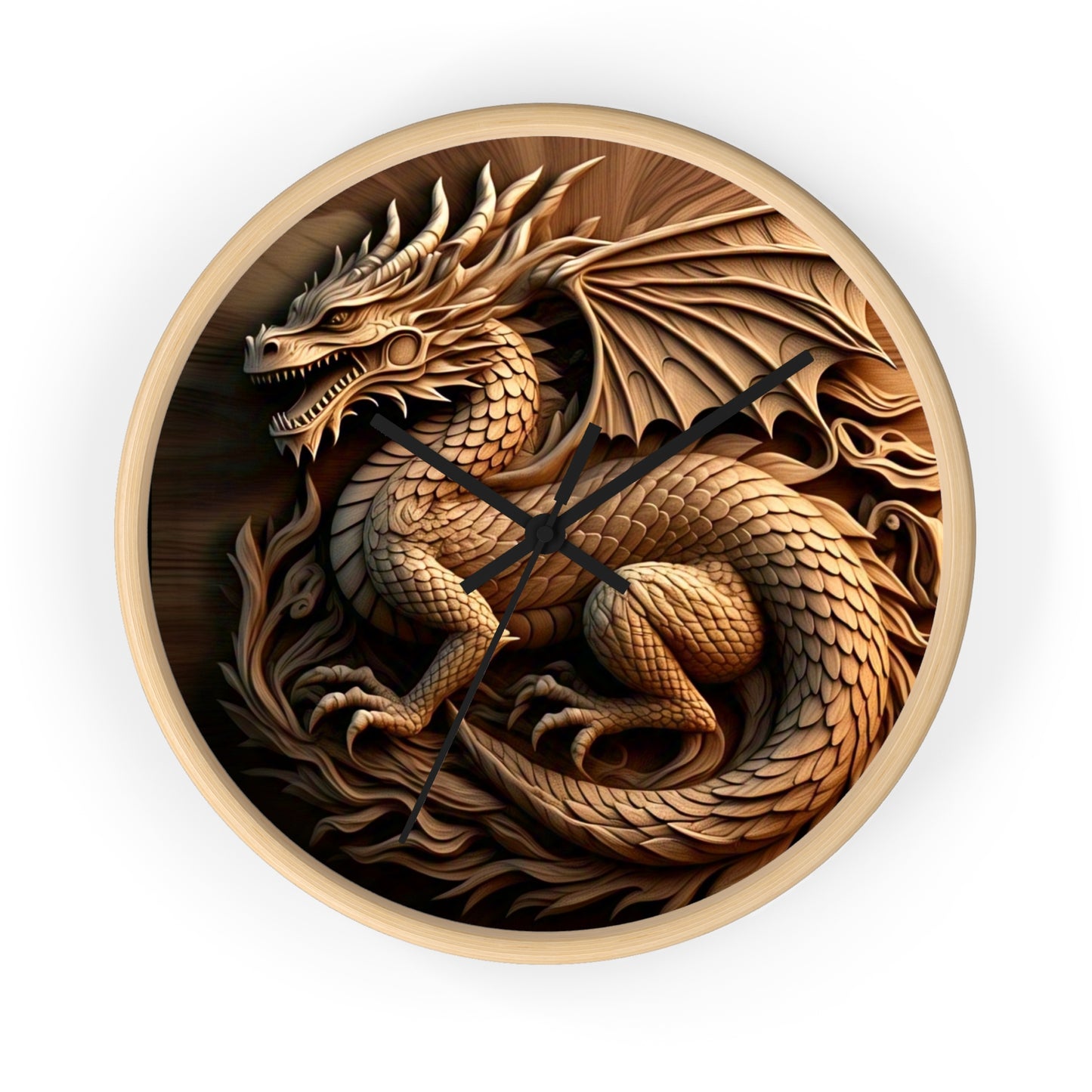 Dragon Carved Wall Clock, Mythical Decor for Fantasy Lovers, Unique Gift for Home, Office, and Collectors, Perfect for Halloween