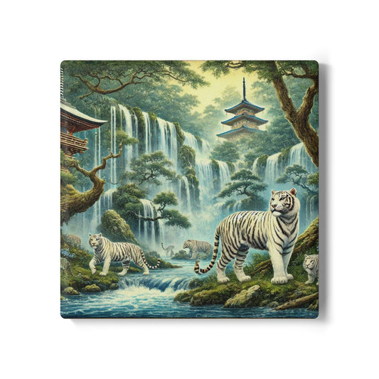 Serene Tiger Ceramic Coaster Set, Animal Decor, Nature Lover Gift, Home Bar Accessories, Unique Drinkware