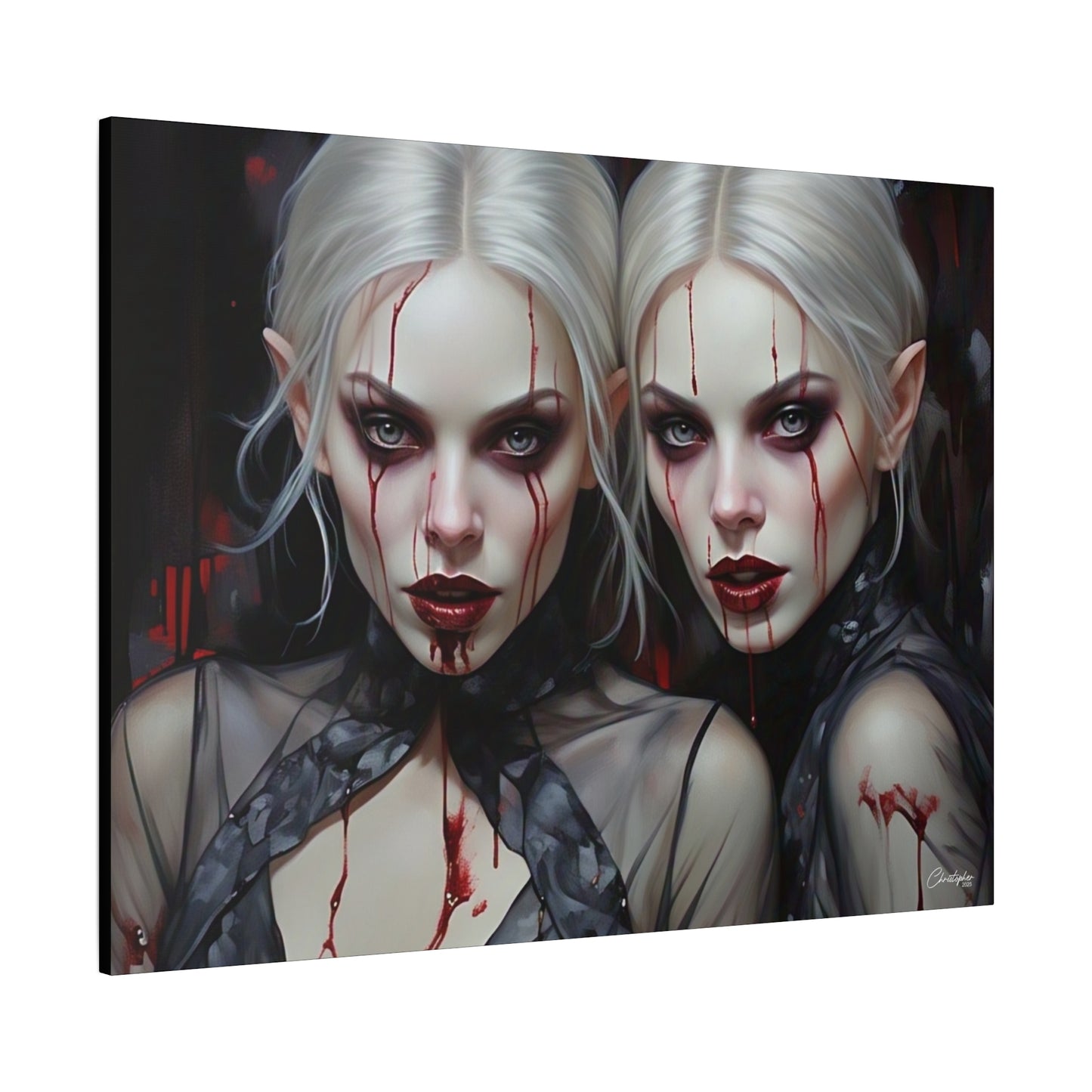 Gothic Canvas Art Print, Dark Fantasy Wall Decor, Horror Art, Halloween Home Decor, Vampire Artwork, Unique Gift for Spooky Season
