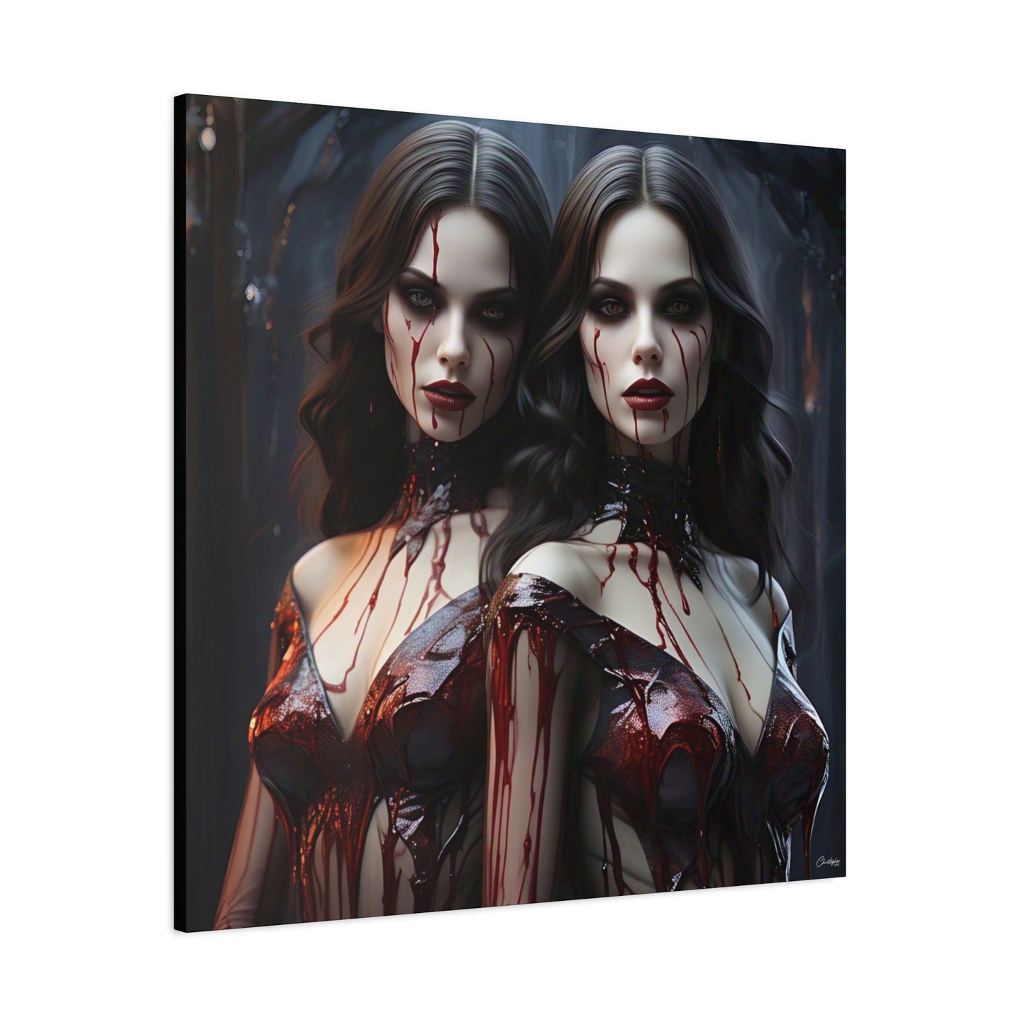 Gothic Vampire Canvas Art, Wall Decor, Horror Artwork, Halloween Home Decor, Spooky Room Accent, Unique Gift Idea