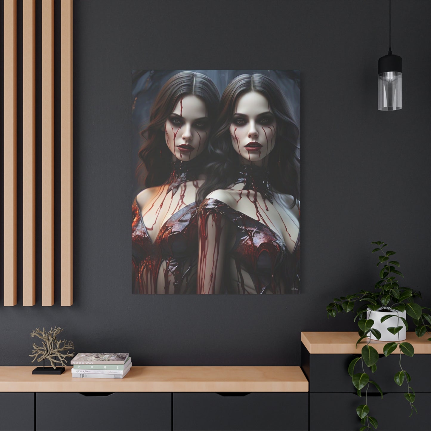 Gothic Vampire Canvas Art, Wall Decor, Horror Artwork, Halloween Home Decor, Spooky Room Accent, Unique Gift Idea