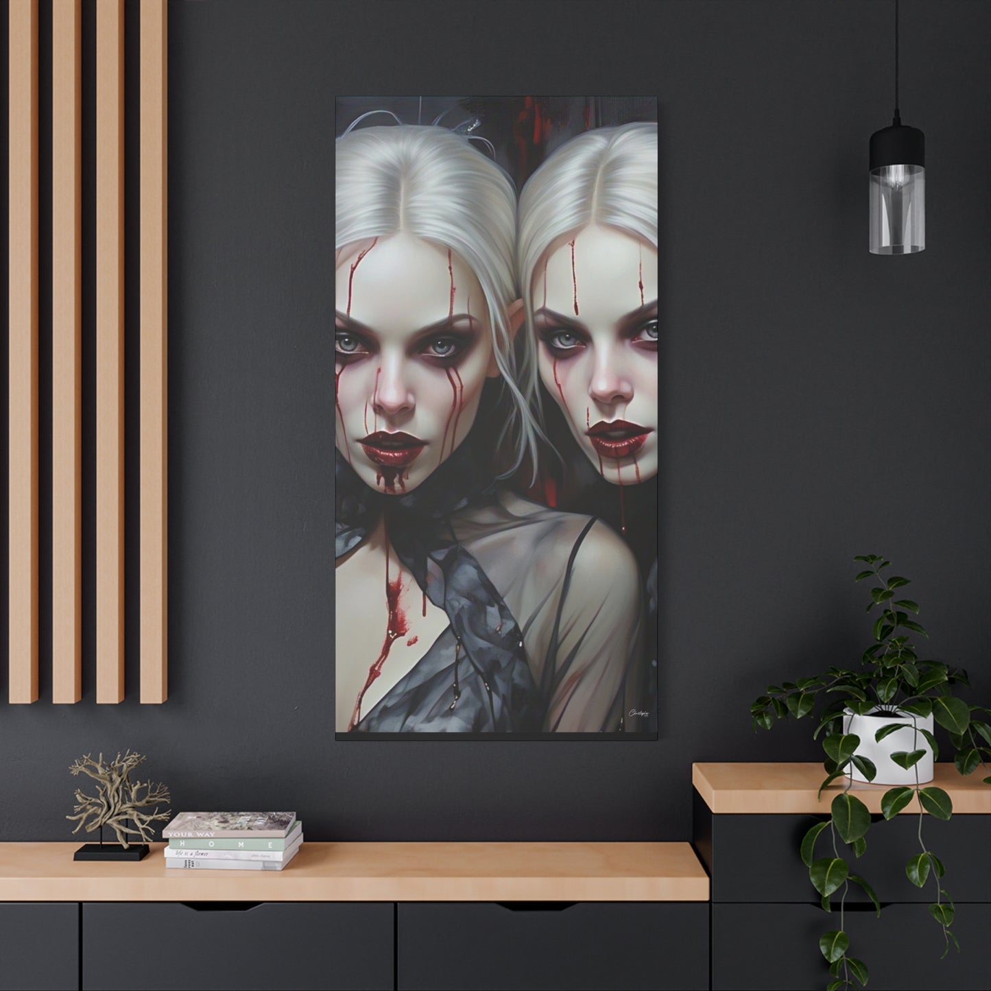 Gothic Canvas Art Print, Dark Fantasy Wall Decor, Horror Art, Halloween Home Decor, Vampire Artwork, Unique Gift for Spooky Season