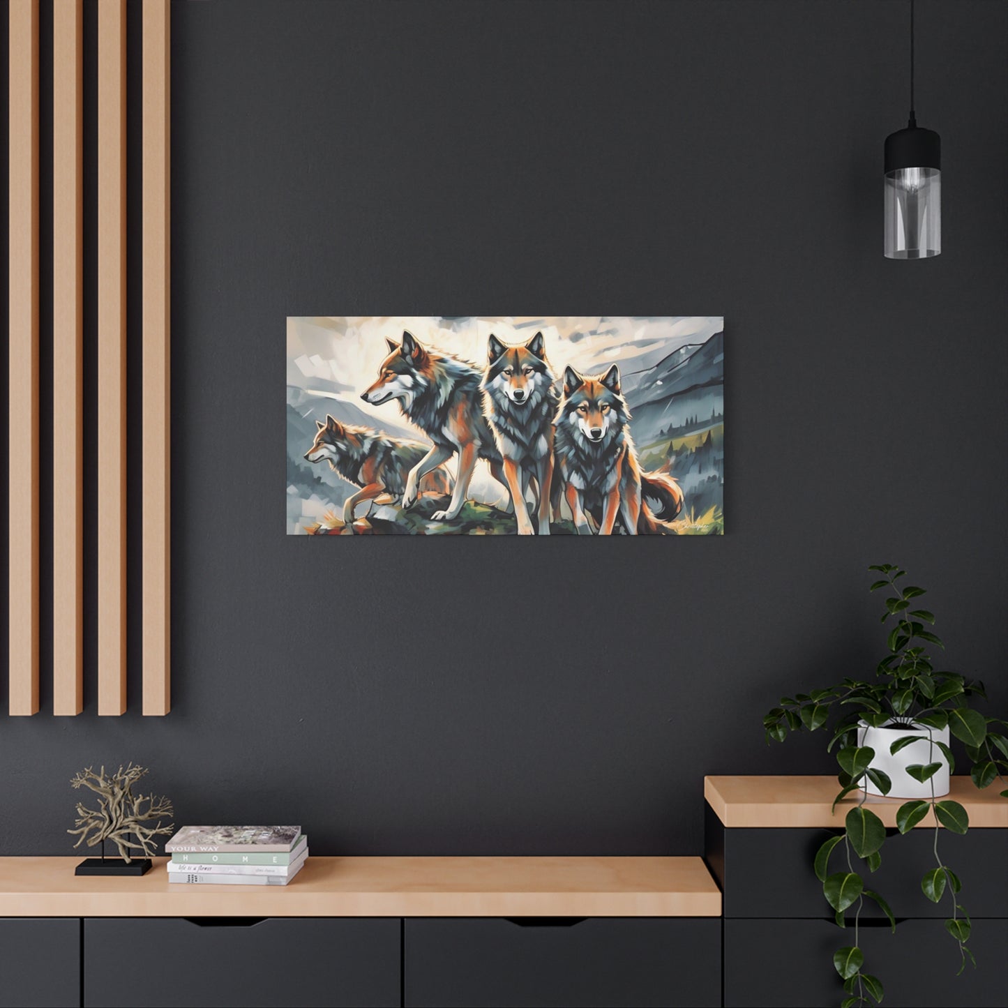 Wolf Family Matte Canvas Art, Home Decor, Animal Lovers Gift, Nature Wall Art, Wildlife Art Print, Outdoor Enthusiasts Decor