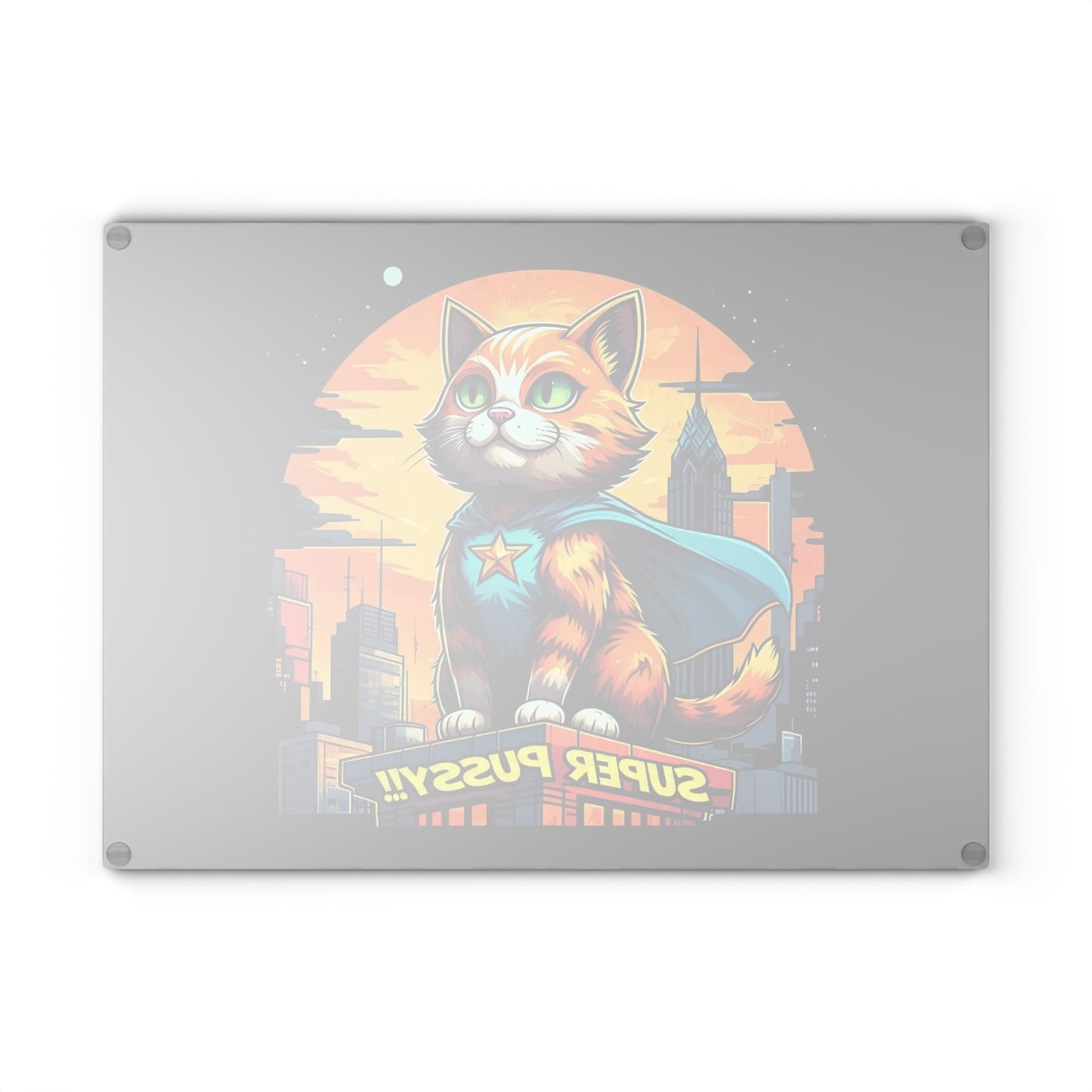 Heroic Cat Glass Cutting Board - Fun Kitchen Decor for Cat Lovers, Unique Gift for Pet Owners, Superhero Themed Kitchenware, Cat Lover [...]