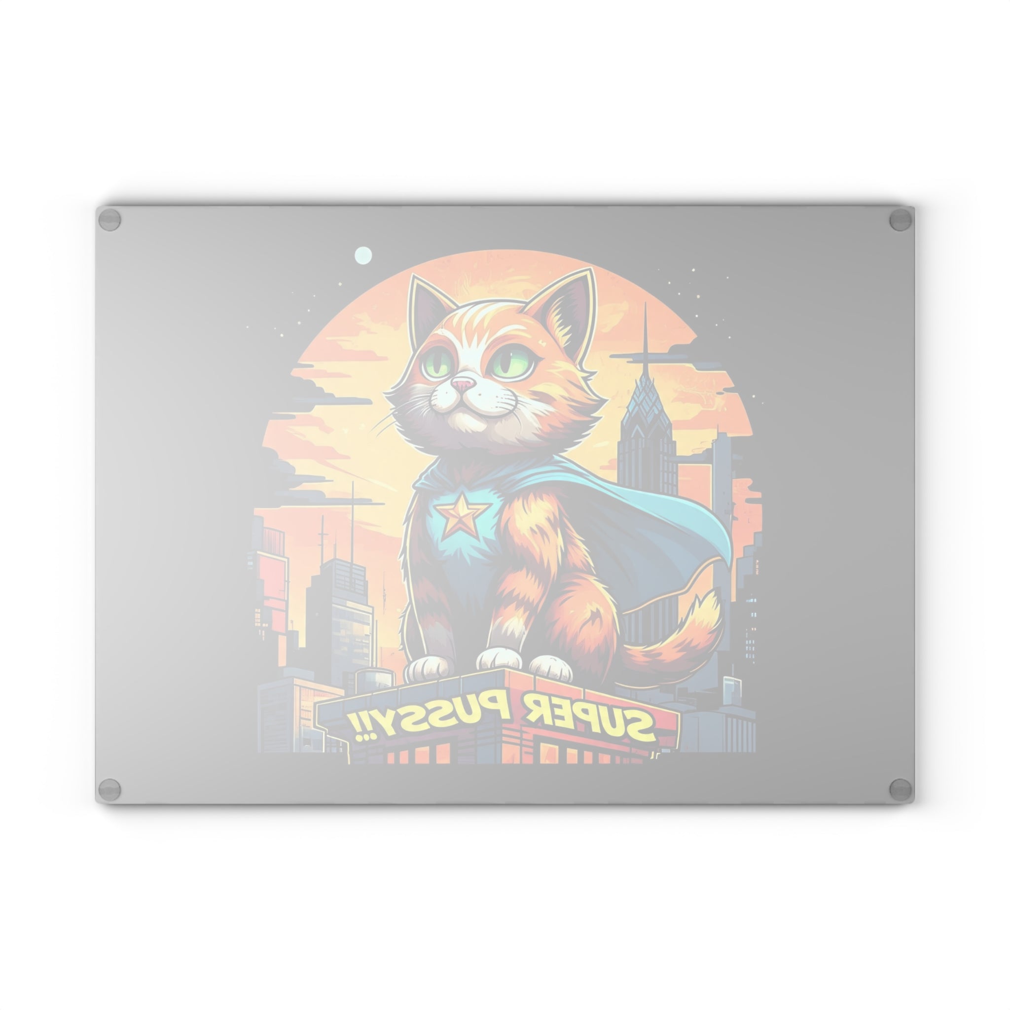 Heroic Cat Glass Cutting Board - Fun Kitchen Decor for Cat Lovers, Unique Gift for Pet Owners, Superhero Themed Kitchenware, Cat Lover [...]