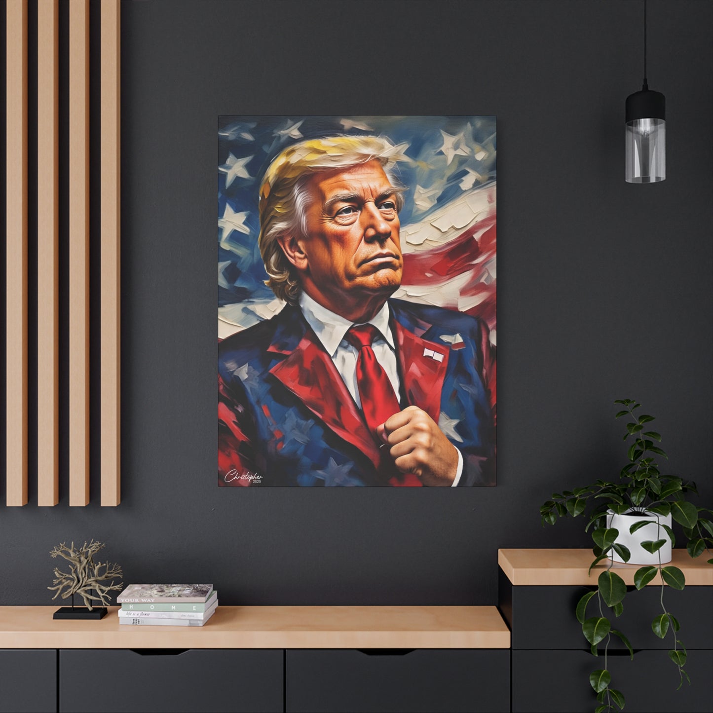 Patriotic Canvas Art, Stretched Wall Decor, Home Office, Gifts for Republicans, Political Enthusiasts, Americana Artwork