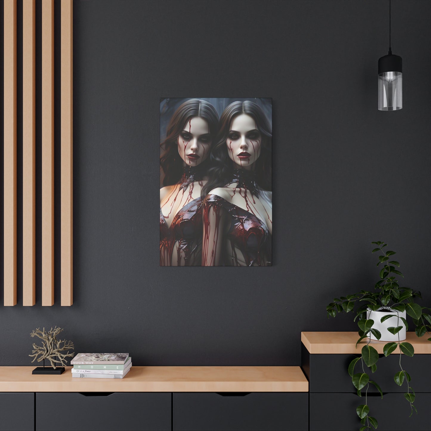 Gothic Vampire Canvas Art, Wall Decor, Horror Artwork, Halloween Home Decor, Spooky Room Accent, Unique Gift Idea