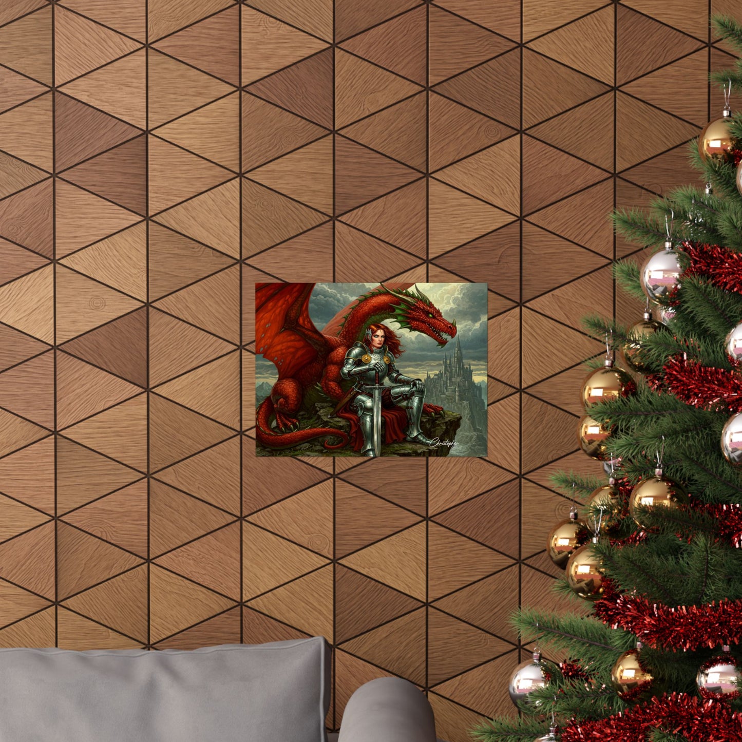 Fantasy Dragon Art Print, Horizontal Matte Poster, Fantasy Home Decor, Medieval Wall Art, Gift for Fantasy Lovers