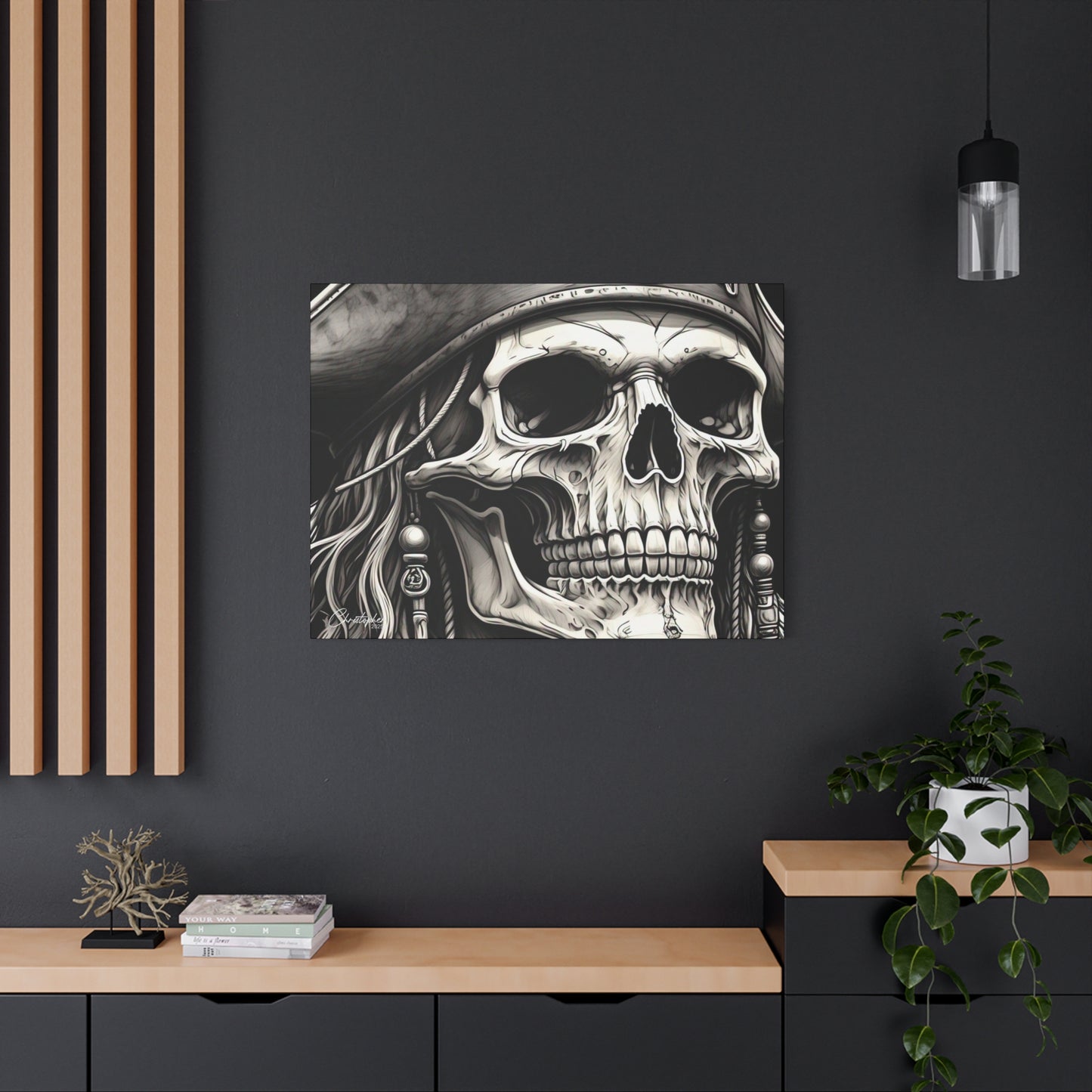 Pirate Skull Canvas Art - Edgy Gothic Decor, Wall Art for Halloween, Gothic Home Decor, Pirate Theme, Gift for Him
