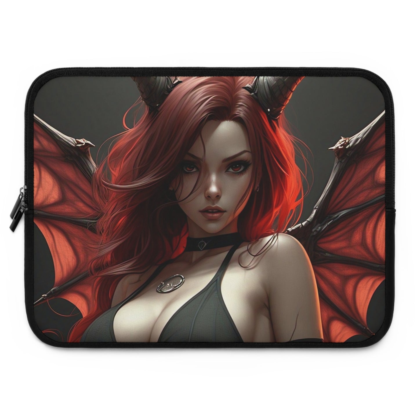 Gothic Fantasy Laptop Sleeve, Devil Girl Design, Stylish Tech Accessory, Gift for Gamers, Unique Computer Case, Occult Aesthetic