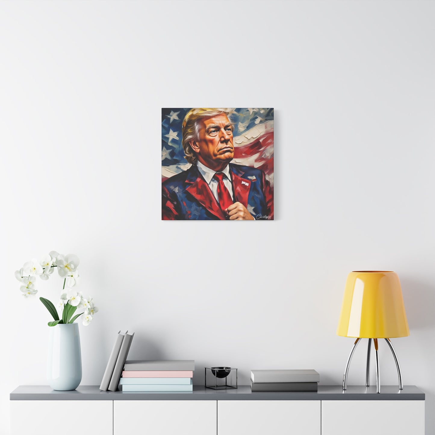 Patriotic Canvas Art, Stretched Wall Decor, Home Office, Gifts for Republicans, Political Enthusiasts, Americana Artwork